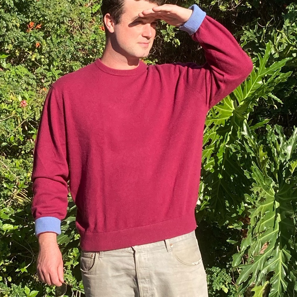 GREYSON Sweater Cashmere Crew Neck Activewear Burgundy New